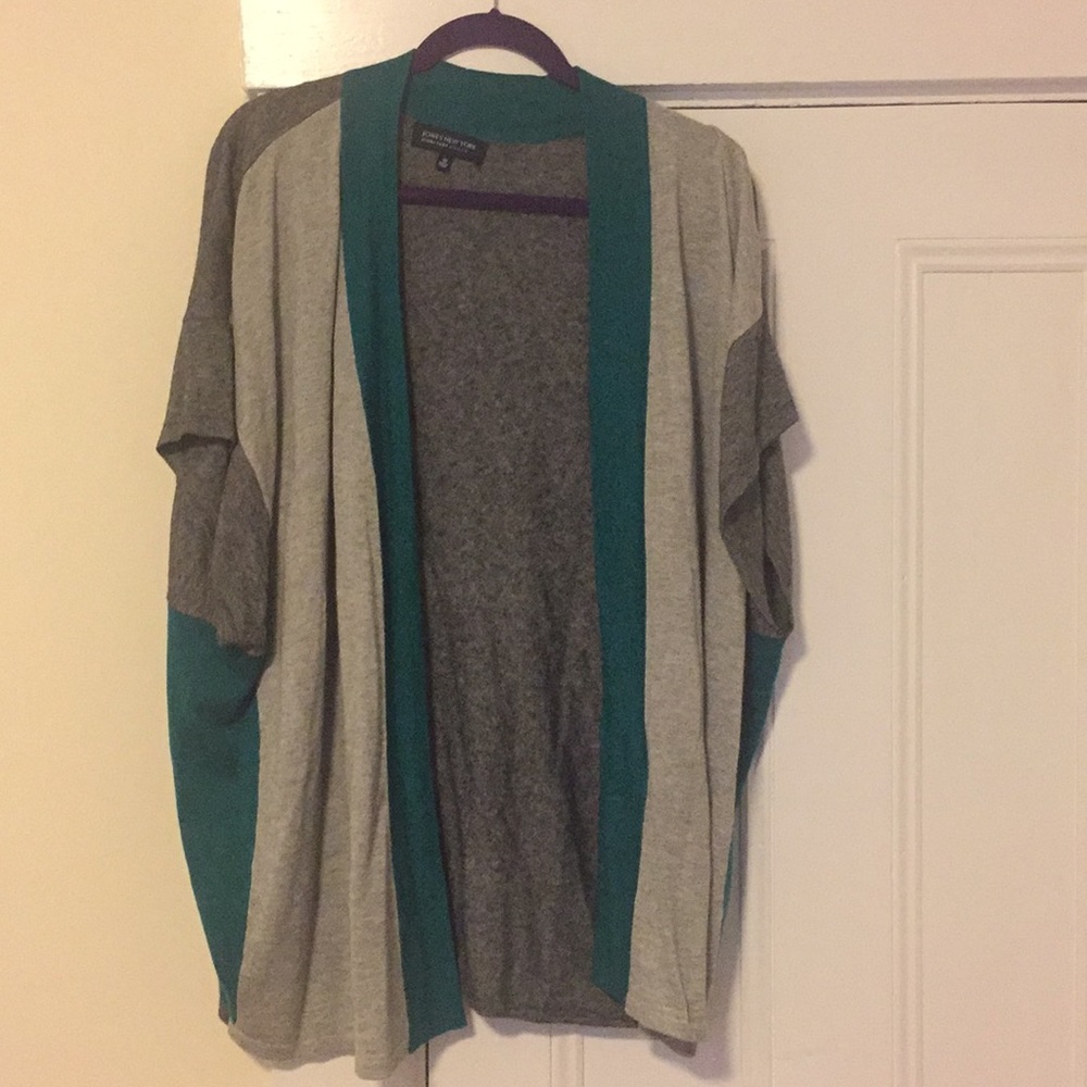 Short sleeve color block cardigan